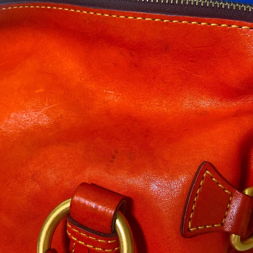 RARE! Dooney & Bourke Orange Florentine Leather Satchel w/Whipstitch Detail EUC! - Picture 16 of 16